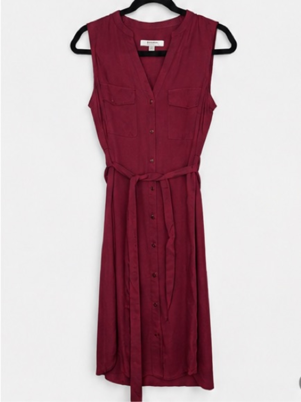 EverNew Sleeveless Button-Down Shirtdress in Wine